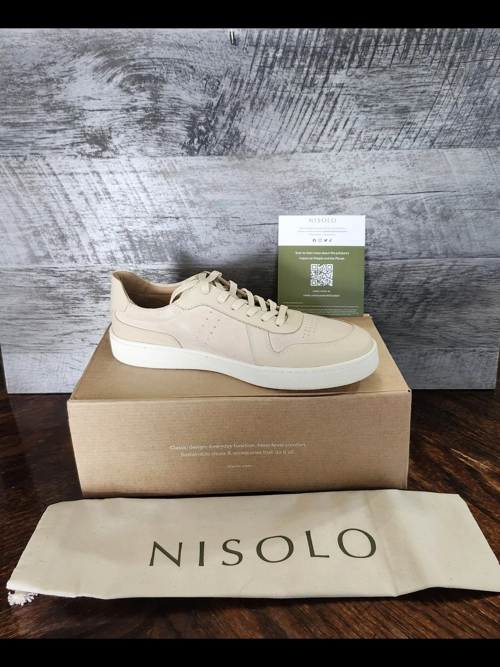 NWT Men's Nisolo Bria Go To Court Sneaker In Bone Color Sz 7